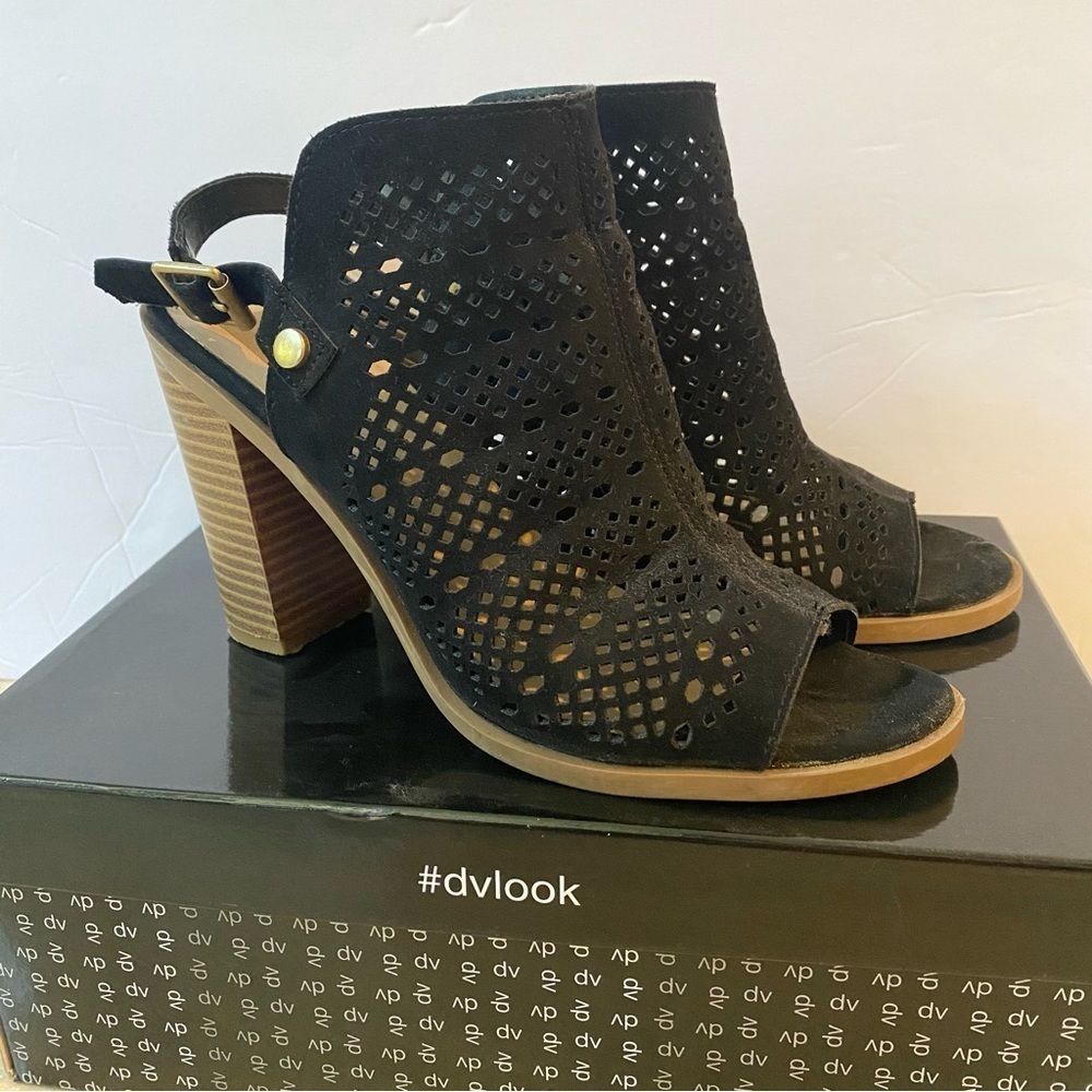 DV by Dolce Vita Black Peep Toe Shoes "Kassi" Size 6.5